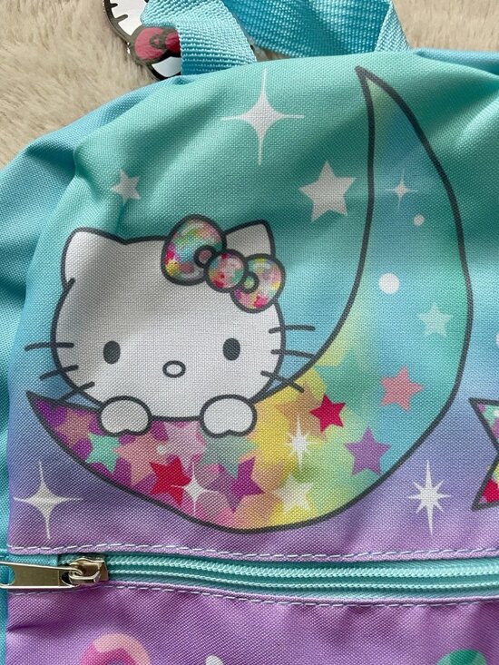 SALE! Hello Kitty Mini Backpack Aqua Purple Moon Stars Rainbow NWT Sanrio - Picture 4 of 6